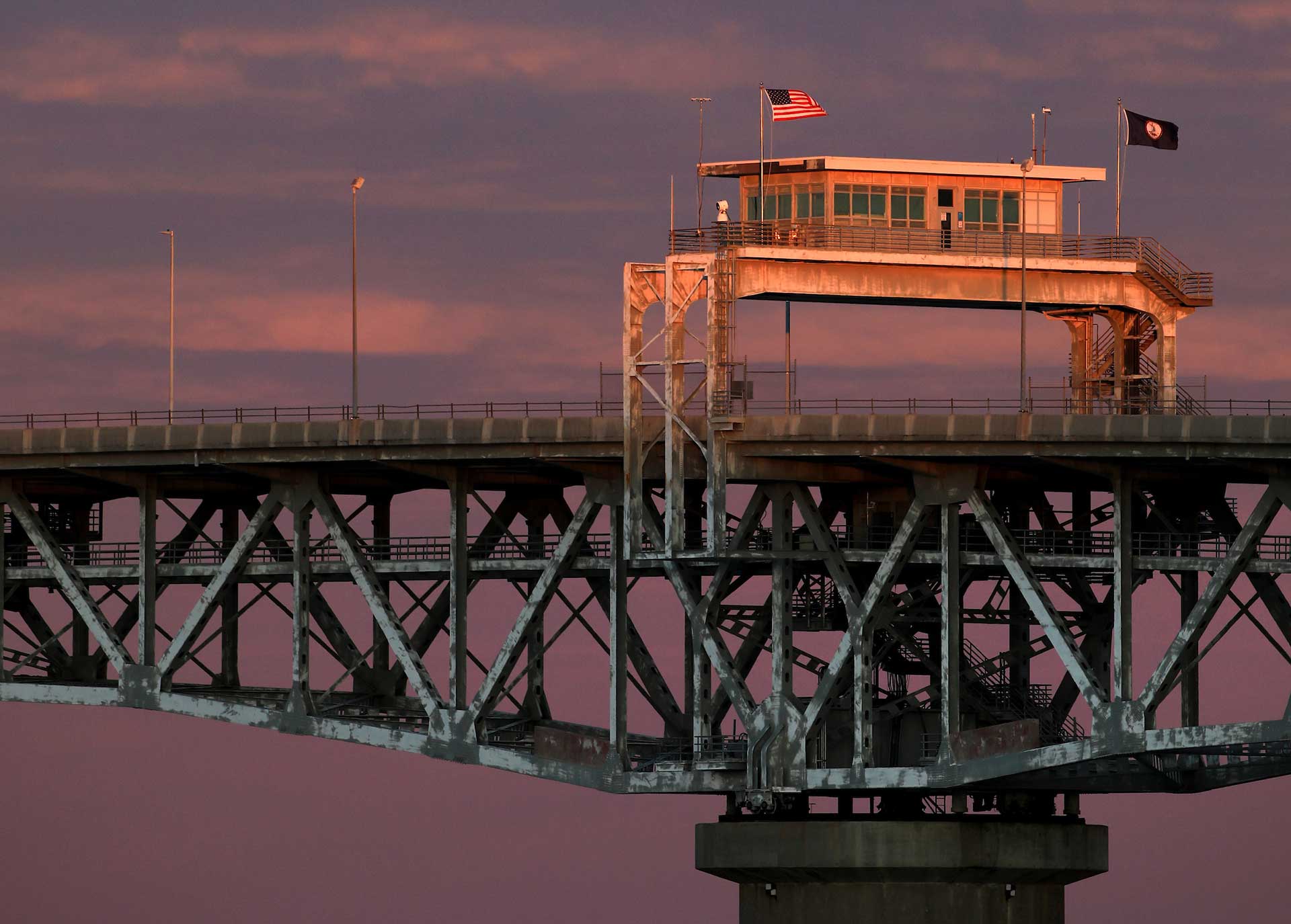Close up of Sunset on Coleman Bridge