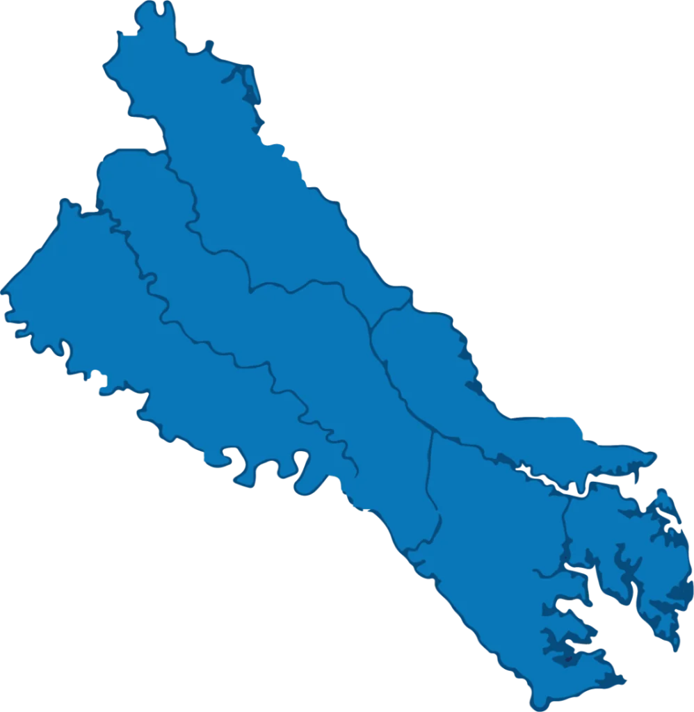 Graphic of Middle Peninsula map in blue