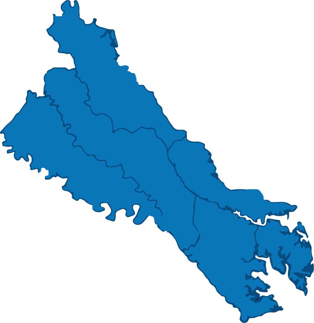 Graphic of Middle Peninsula map in blue