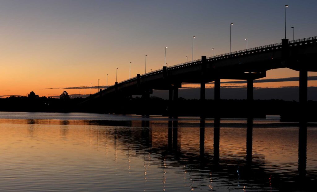 The Mattaponi River Bridge heading into West Point, Virginia